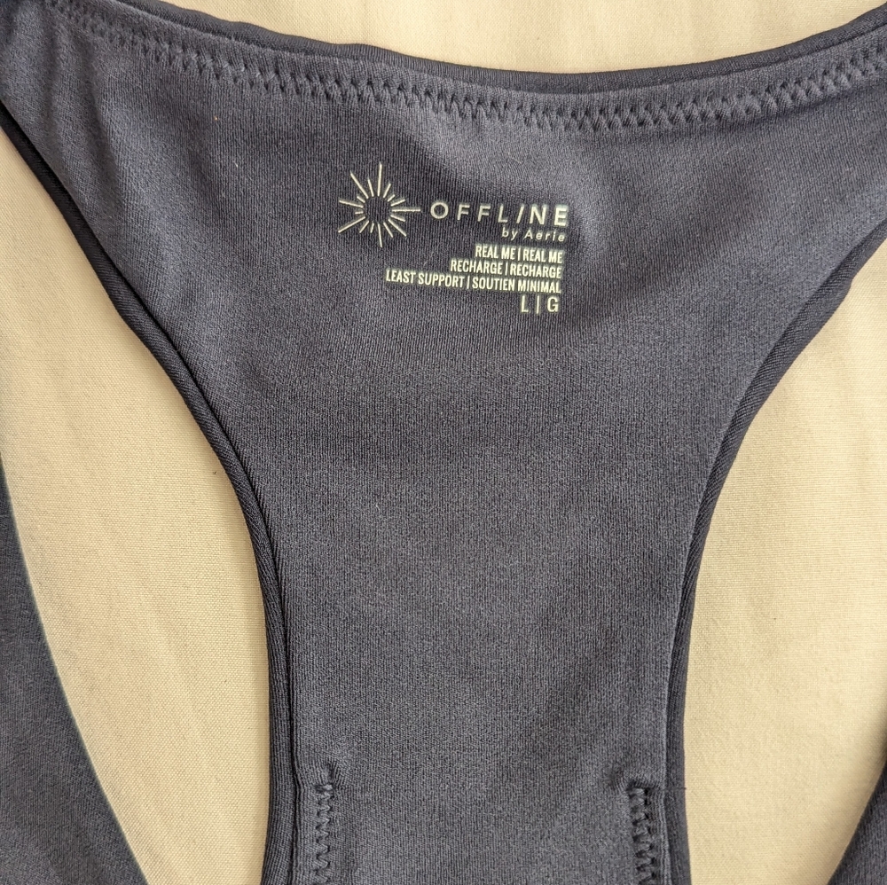 NWT Aerie Offline Real Me Racerback Sports Bra Steel Blue Large - Picture 6 of 6